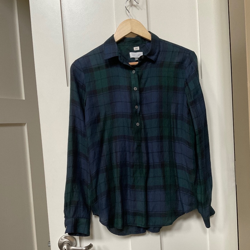 Loft Tartan Plaid Blouse size Small